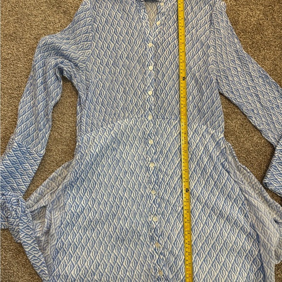 FREE PEOPLE Blue Patterned Shirt Tie Dress - Picture 5 of 7